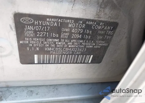 2017 Hyundai Ioniq Hybrid Limited из США, поврежденный, VIN KMHC85LC8HU023423